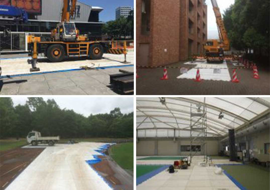 工事現場や建設現場におけるアーマーデッキの地面養生例