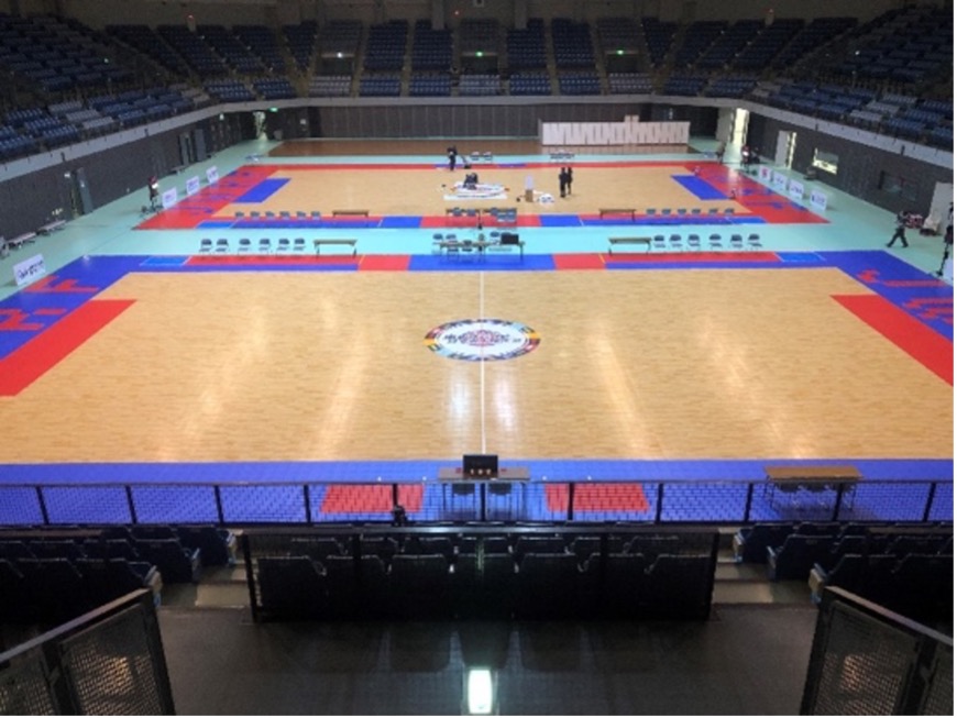 車いすラグビー日本選手権大会で設置したスポーツコート