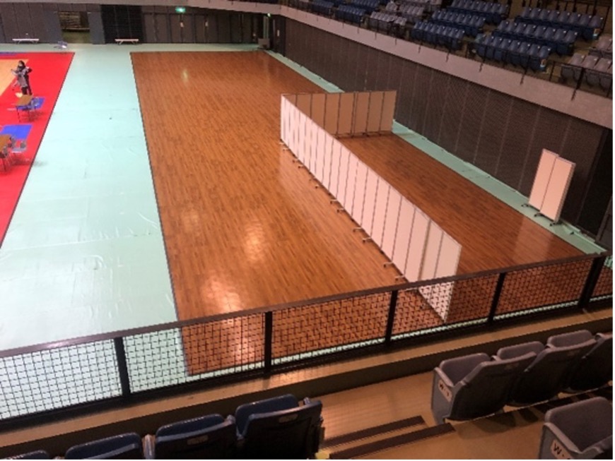 レンタルで増設したウォーミングアップ用コート