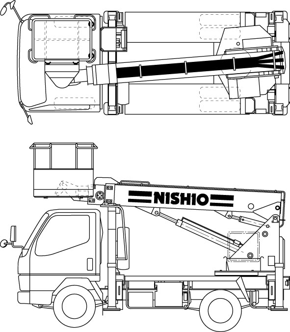 建設機械イラスト集 高所作業車 トラック式 西尾レントオール株式会社